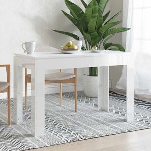 vidaXL - Eettafel - Hoogglans Wit - Bewerkt Hout - 120x60x76 cm