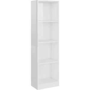 vidaXL-Boekenkast-met-4-schappen-40x24x142-cm-spaanplaat-hoogglans-wit