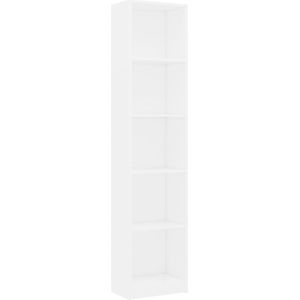 VidaXL Boekenkast 5 Schappen 40x24x175 cm Bewerkt Hout Wit