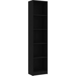 vidaXL-Boekenkast-met-5-schappen-40x24x175-cm-bewerkt-hout-zwart