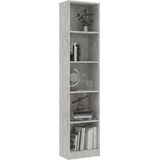 vidaXL-Boekenkast-met-5-schappen-40x24x175-cm-bewerkt-hout-betongrijs