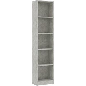 vidaXL-Boekenkast-met-5-schappen-40x24x175-cm-bewerkt-hout-betongrijs