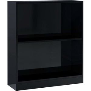 VidaXL Boekenkast 60x24x74,5 cm - Bewerkt Hout - Hoogglans Zwart