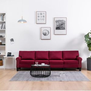 vidaXL - Vierzitsbank - Wijnrood - Stof - MDF-frame