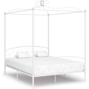 vidaXL - Hemelbedframe - metaal - wit - 180x200 - cm