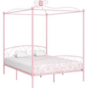 vidaXL Hemelbedframe metaal roze 160x200 cm