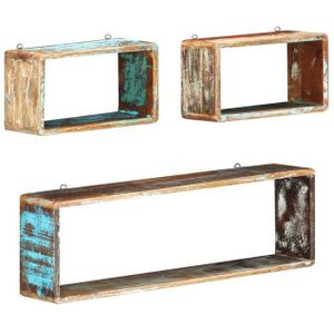 vidaXL - 3-delige Wandschappenset - Massief Gerecycled Hout - Uniek Design