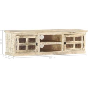 vidaXL-Tv-meubel-130x30x36-cm-massief-mangohout-wit