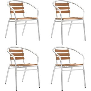 vidaXL - Tuinstoelen - stapelbaar - 4 - st - aluminium - en - HKC - zilverkleurig