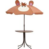 vidaXL 3-delige Bistroset voor kinderen met parasol bruin
