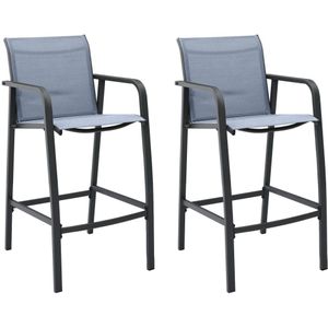 vidaXL - Tuinbarstoelen - 2 - st - textileen - grijs