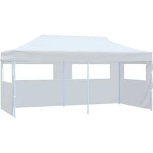 vidaXL - Partytent - pop-up - met - zijwanden - 3x6 - m - staal - wit