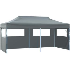 vidaXL - Partytent - met - 4 - zijwanden - inklapbaar - 3x6 - m - staal - antraciet