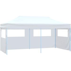 VidaXL Inklapbare Partytent 3x6m Staal Wit + 4 Zijwanden