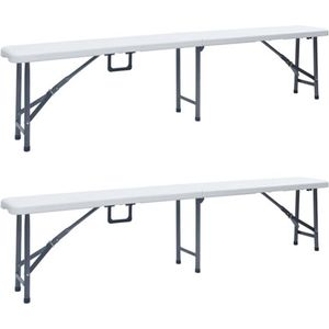 vidaXL - Tuinbank Inklapbaar - Wit - HDPE - Set van 2