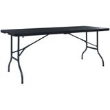 vidaXL Gartentisch Klappbar Schwarz 180×75×72 cm HDPE Rattan-Optik
