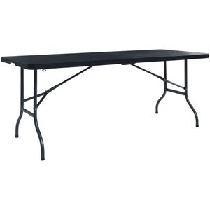 vidaXL Tuintafel inklapbaar 180x75x72 cm HDPE en kunstrattan zwart