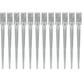 vidaXL - Grondpinnen - 12 - st - 7x7x75 - cm - gegalvaniseerd - staal - zilverkleurig