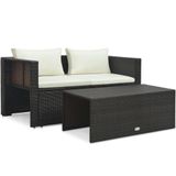 vidaXL 6-delige Loungeset met kussens poly rattan bruin