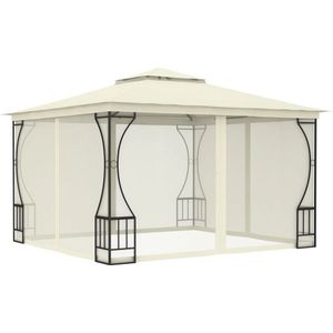 vidaXL - Prieel - met - netten - 300x300x265 - cm - crèmekleurig