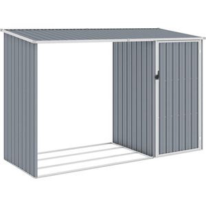 vidaXL - Brandhoutschuur - 245x98x159 - cm - gegalvaniseerd - staal - grijs