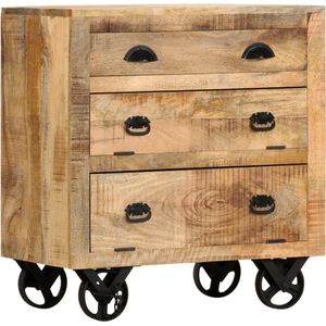 vidaXL - Bijzetkast - Massief Mangohout - Vintage Stijl - 3 Lades