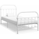 vidaXL Bedframe metaal wit 90x200 cm