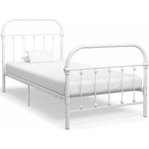 vidaXL Bedframe metaal wit 90x200 cm