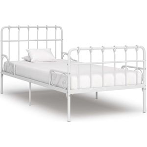 VidaXL Bedframe met Lattenbodem - Metaal Wit - 90x200 cm