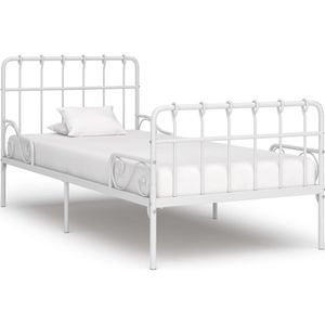 vidaXL - Bedframe - Wit - Metaal - Inclusief Lattenbodem