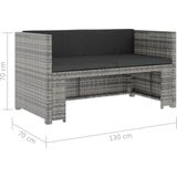 vidaXL 5-delige Loungeset met kussens poly rattan grijs