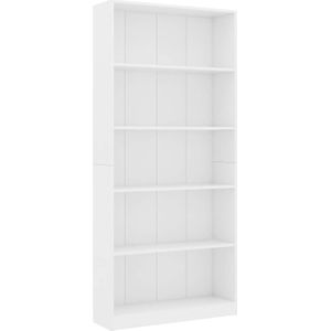 vidaXL-Boekenkast-met-5-schappen-80x24x175-cm-bewerkt-hout-wit