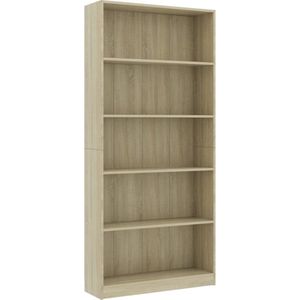 VidaXL-Boekenkast-met-5-schappen-80x24x175-cm-bewerkt-hout-sonoma-eik