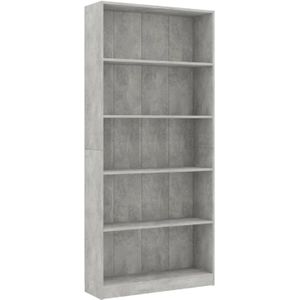 VidaXL Boekenkast 5 Schappen 80x24x175 cm Bewerkt Hout Betongrijs