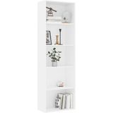 Bücherregal 5 Fächer Weiß 60x30x189 cm Holzwerkstoff Vidaxl