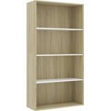 vidaXL Boekenkast 4 vakken wit Sonoma eiken 80x30x151,5cm spaanplaat - 801022