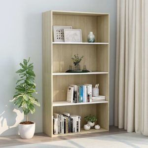 vidaXL Boekenkast 4 vakken wit Sonoma eiken 80x30x151,5cm spaanplaat - 801022