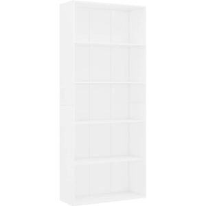 VidaXL Boekenkast 5 Schappen 80x30x189 cm Spaanplaat Wit