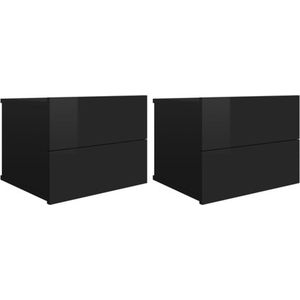 vidaXL-Nachtkastjes-2-st-40x30x30-cm-spaanplaat-hoogglans-zwart