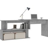 VidaXL Hoekbureau 200x50x76 cm - Bewerkt Hout - Betongrijs