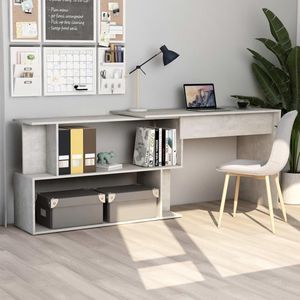 VidaXL Hoekbureau 200x50x76 cm - Bewerkt Hout - Betongrijs