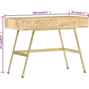 VidaXL Schrijftafel met Lades 100x55x75 cm - Massief Mangohout