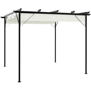 vidaXL Pergola mit Versenkbarem Dach Cremeweiß 3x3 m Stahl