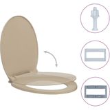 vidaXL Toiletbril soft-close ovaal beige