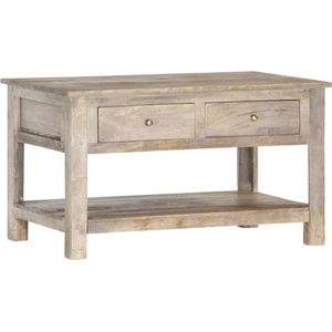 vidaXL - Salontafel - Massief Mangohout - Antieke Uitstraling - 1 Open Schap - 2 Lades