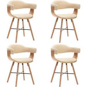 VidaXL Eetkamerstoelen 4 st. Kunstleer & Gebogen Hout Crème