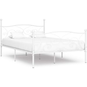 vidaXL - Bedframe - met - lattenbodem - metaal - wit - 160x200 - cm