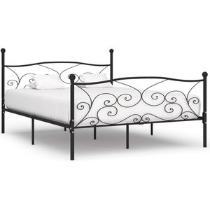 vidaXL - Bedframe - met - lattenbodem - metaal - zwart - 200x200 - cm