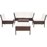 vidaXL 6-delige Loungeset met kussens poly rattan bruin