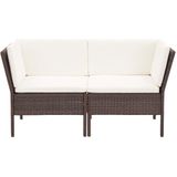 vidaXL 6-delige Loungeset met kussens poly rattan bruin